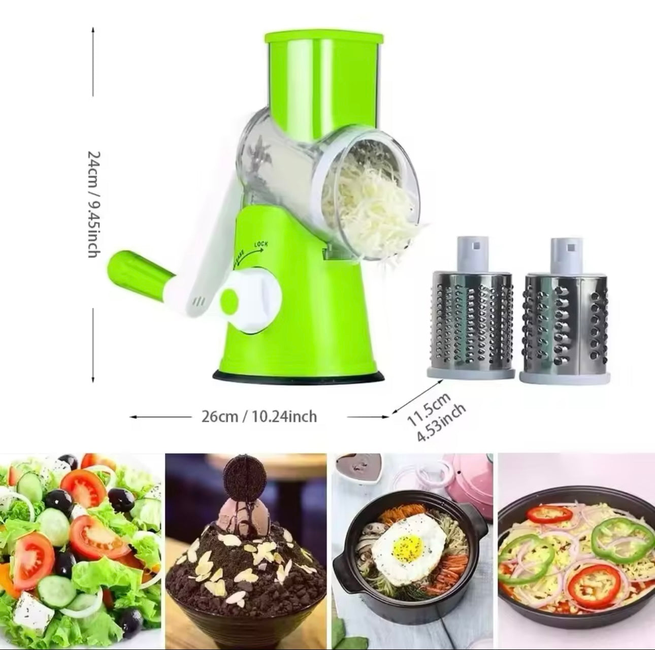 Rotary Grater 3 In 1 Slicing Grater Drum Grater Vegetables Cutter With Handle Manual Rotary Cheese Kitchen Shredder Hand Drum