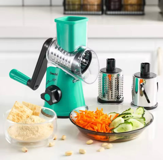 Rotary Grater 3 In 1 Slicing Grater Drum Grater Vegetables Cutter With Handle Manual Rotary Cheese Kitchen Shredder Hand Drum