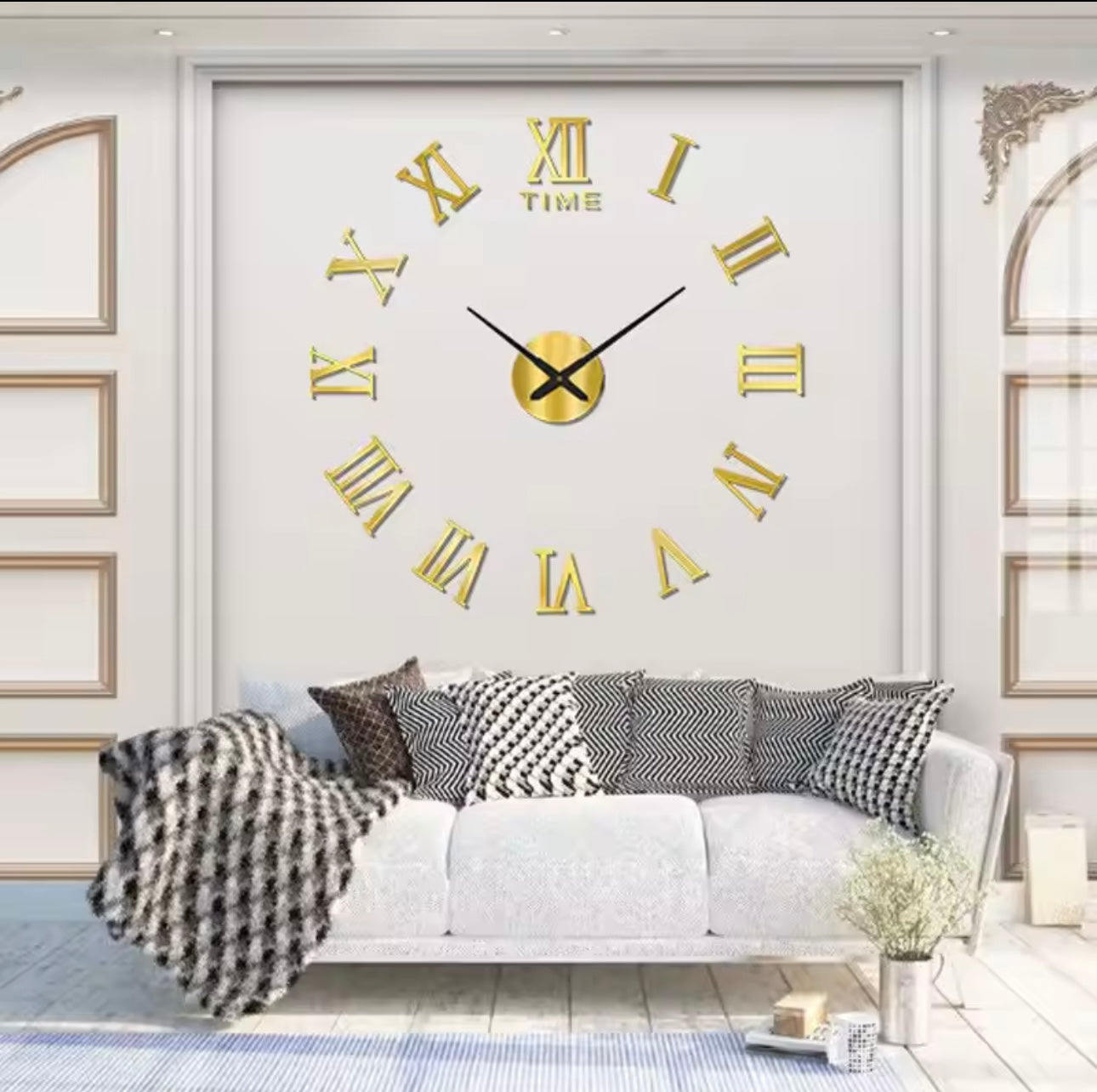 3D Acrylic Digital Wall Clock Roman Numerals Design Mirror Wall Clock