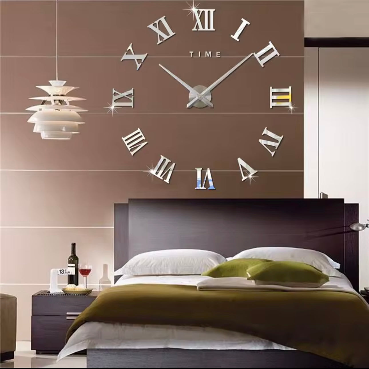 3D Acrylic Digital Wall Clock Roman Numerals Design Mirror Wall Clock