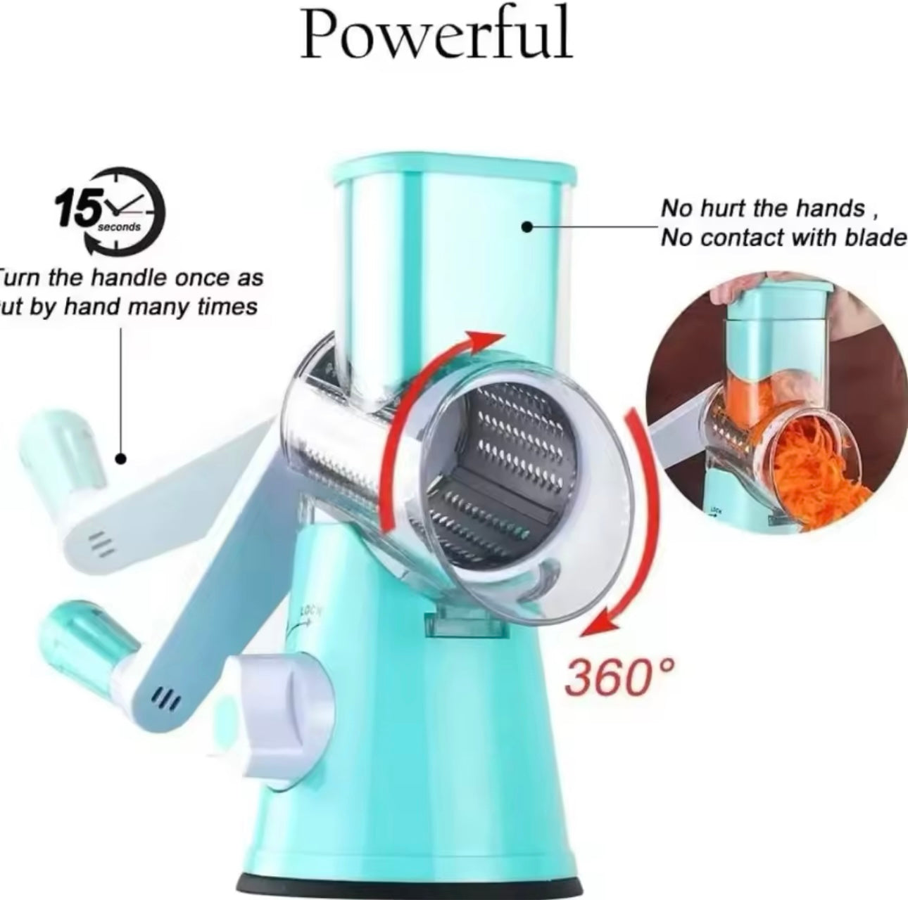 Rotary Grater 3 In 1 Slicing Grater Drum Grater Vegetables Cutter With Handle Manual Rotary Cheese Kitchen Shredder Hand Drum