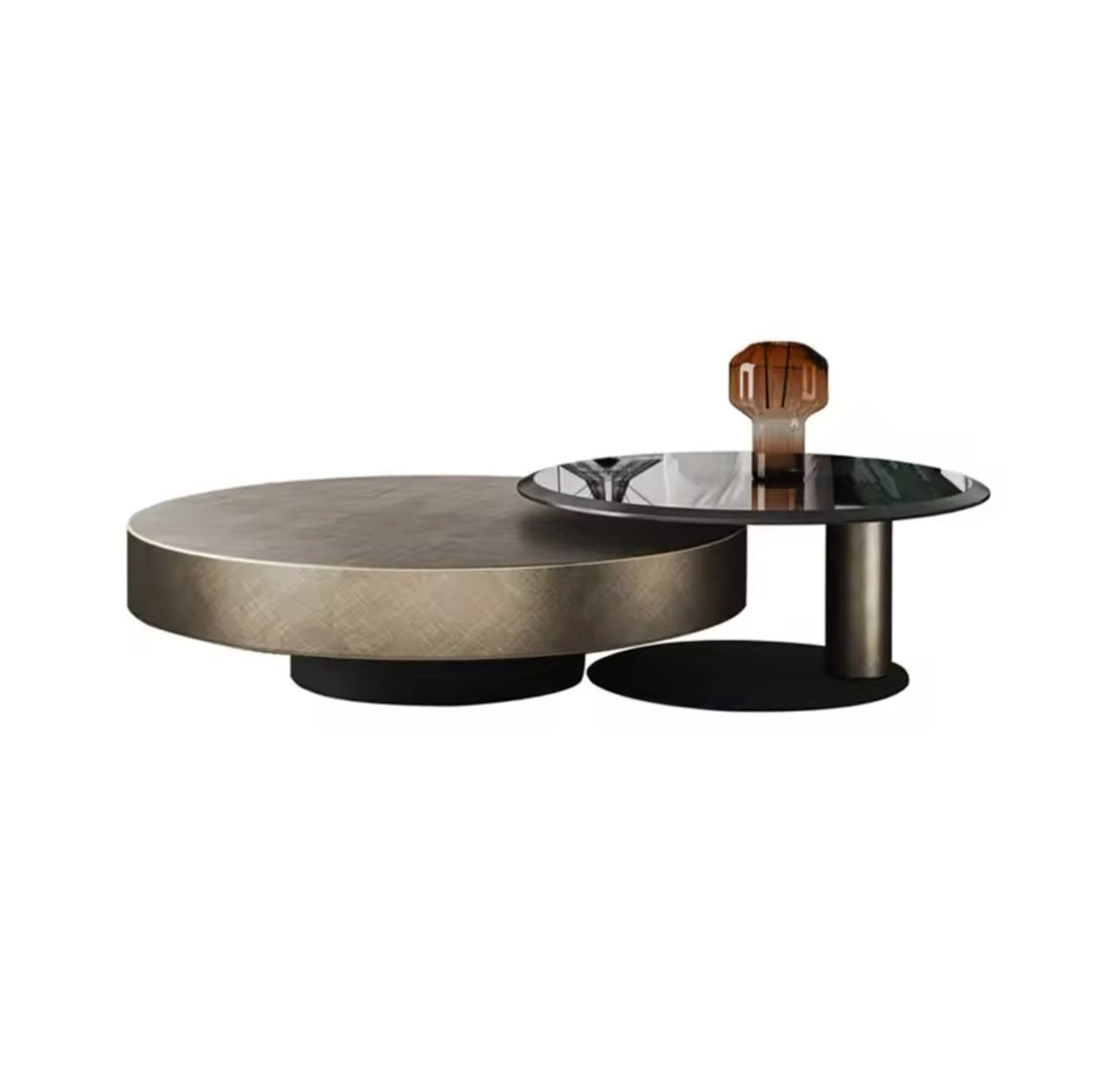 New Modern Coffee Tables Glass Teapoy Household Coffee Table Living Room Stainless Steel Rotatable Combination Teapoy