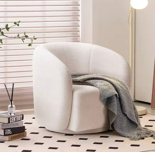 White Swivel Tub Chair Upholstered Single Sofa Living Room Furniture Lounge Chair Luxury Modern Sofa Furniture