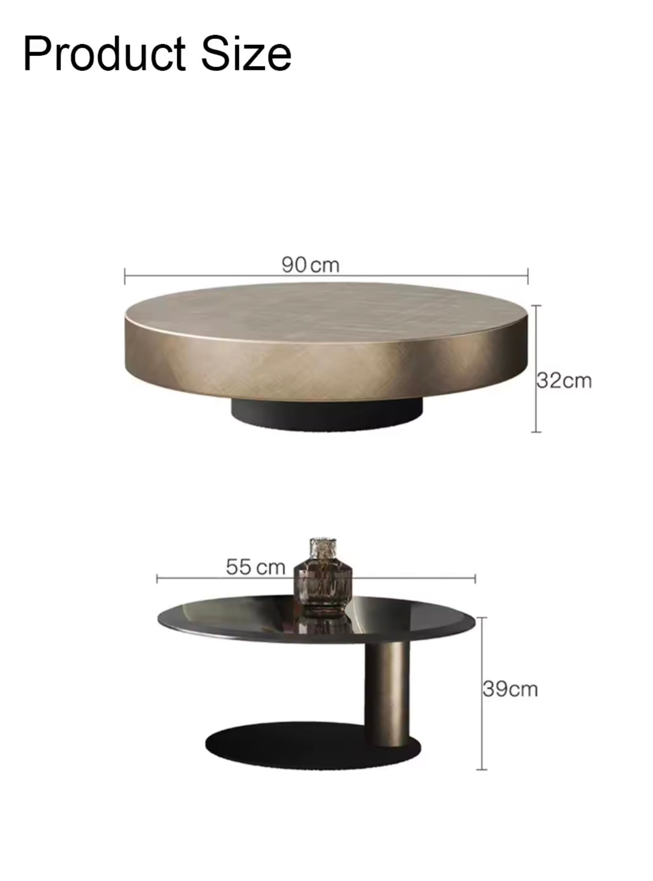 New Modern Coffee Tables Glass Teapoy Household Coffee Table Living Room Stainless Steel Rotatable Combination Teapoy