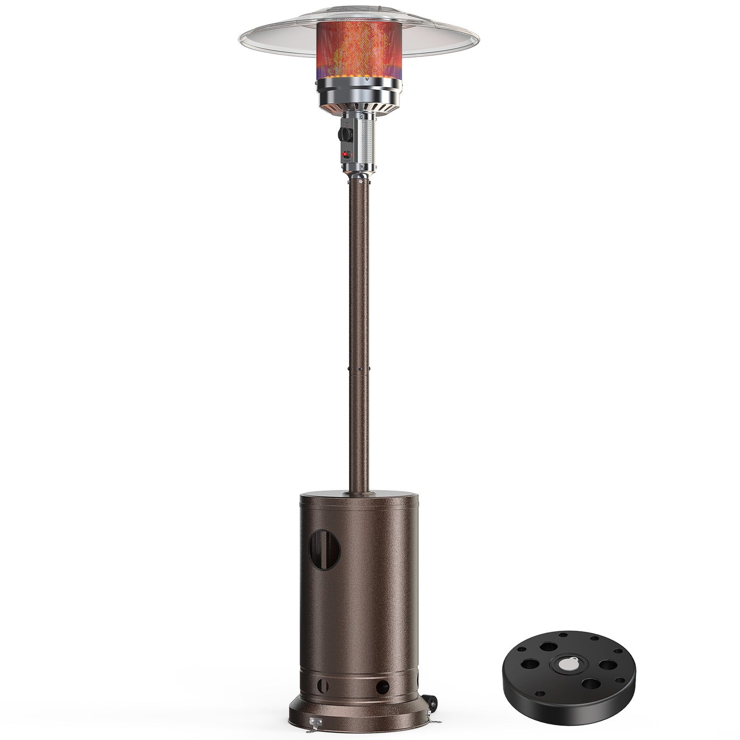 48,000 BTU Propane Patio Heater With Tabletop, Double-Layer Stainless Steel Burner And Safety Protection System